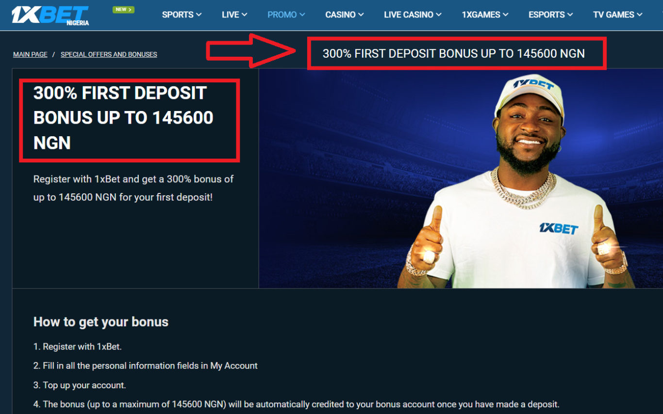 1xBet Nigeria Bonus on the first deposit
