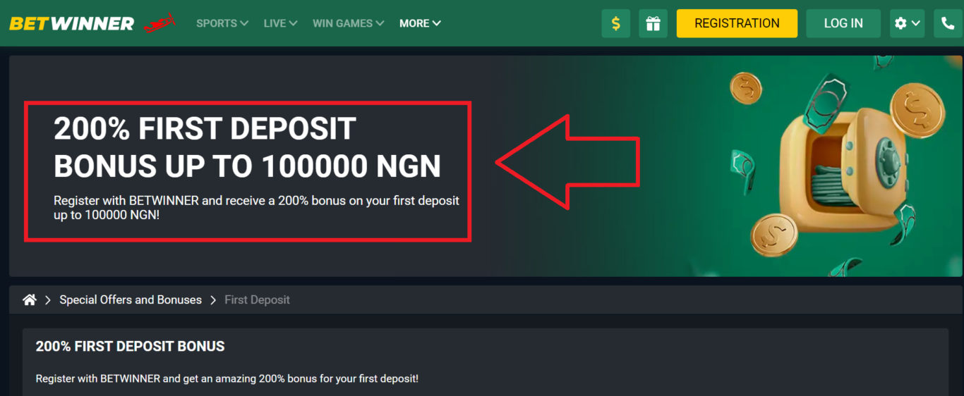 First deposit bonus Betwinner in Nigeria